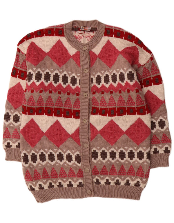 Maglione cardigan vestibilità ampia da donna Stefanel UK 14 Lana geometrica rossa media