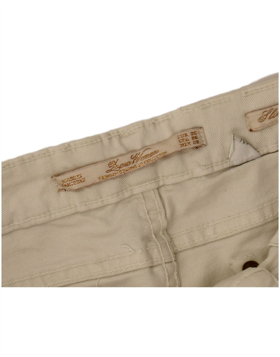 Pantaloni casual slim da donna Zara EU 38 piccoli W28 L26 bianco sporco