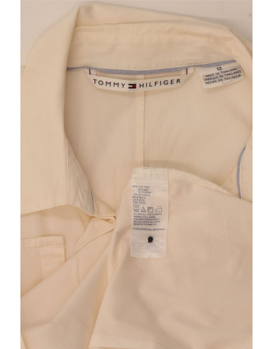 Camicia da donna Tommy Hilfiger con volant sul davanti US 12 Large White Cotton