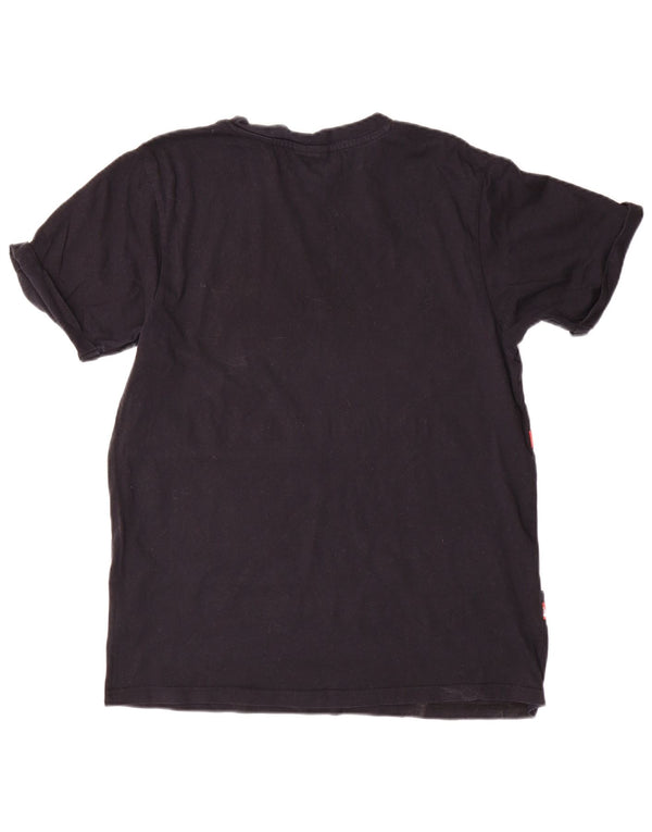 ELLESSE T-shirt grafica da donna Top UK 10 Small Cotone color block nero