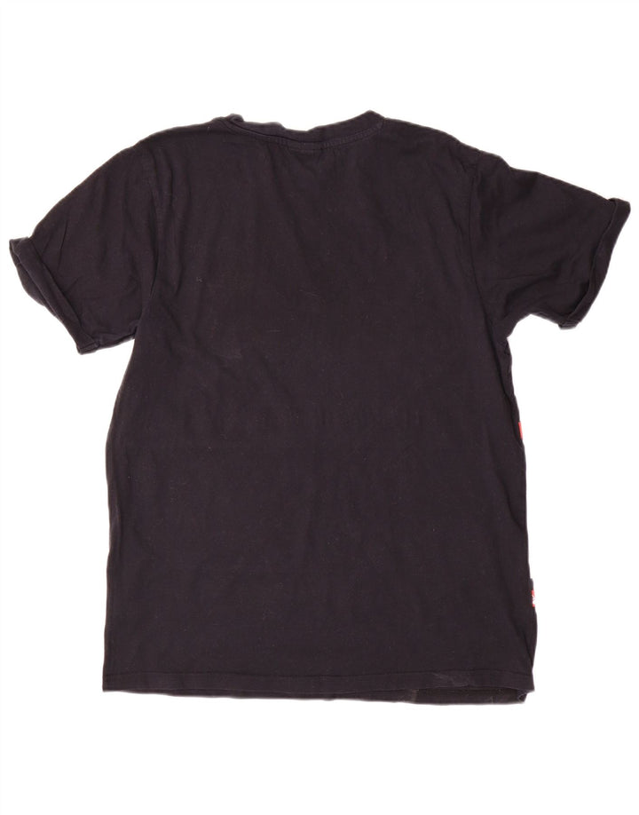 ELLESSE T-shirt grafica da donna Top UK 10 Small Cotone color block nero