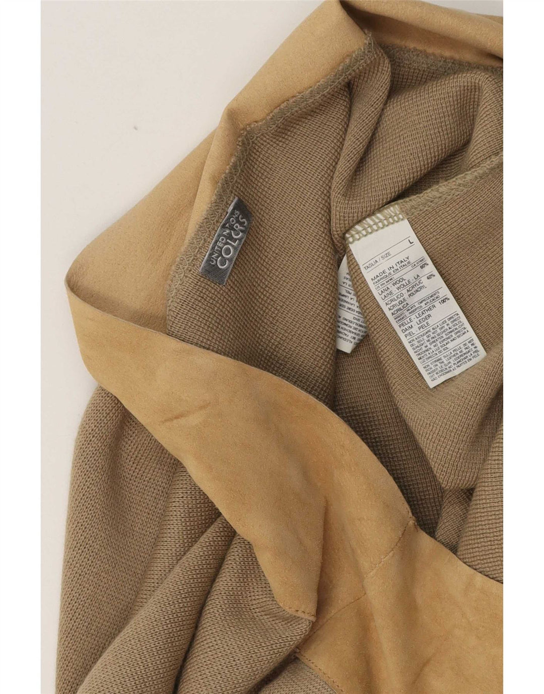 Gonna a portafoglio midi da donna Benetton grande W32 lana color block beige