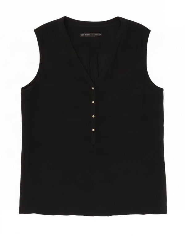 Top senza maniche in camicetta da donna Zara UK 14 medio nero