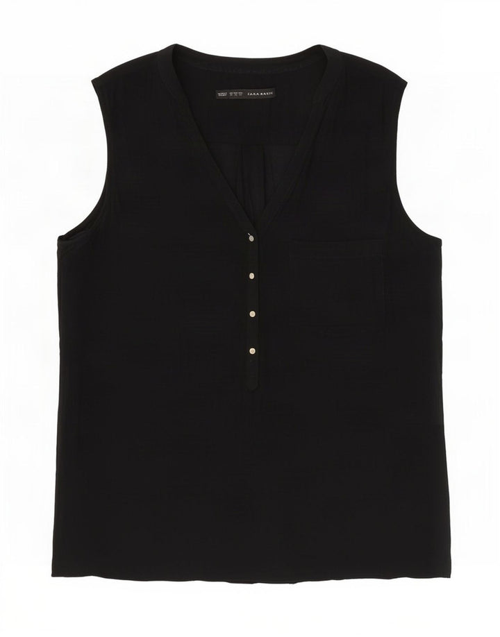 Top senza maniche in camicetta da donna Zara UK 14 medio nero