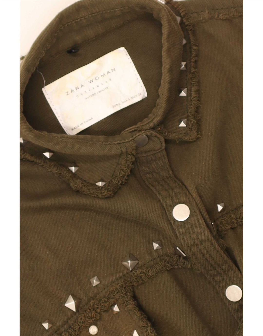 Camicia in denim oversize da donna Zara UK 10 Small Khaki Paisley