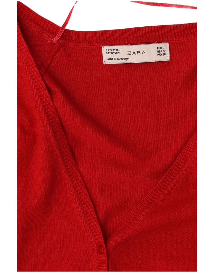 Maglione cardigan da donna Zara UK 10 piccolo cotone rosso