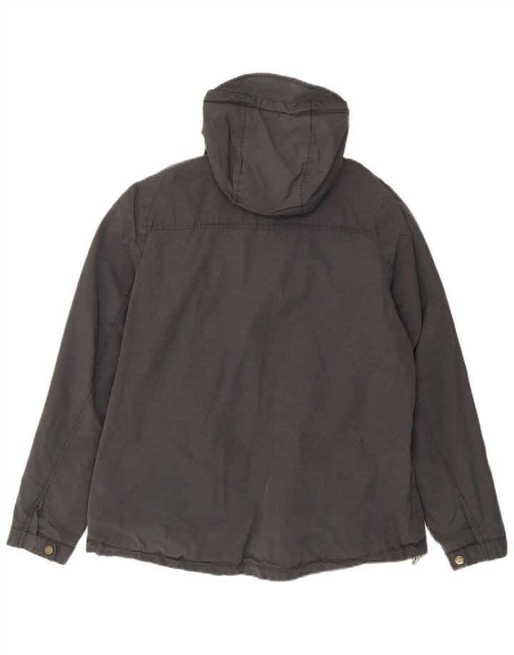 Giacca a vento con cappuccio da donna Fat Face UK 16 grande cotone grigio