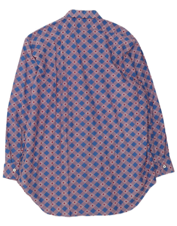 Camicia vintage da uomo a quadri blu grandi