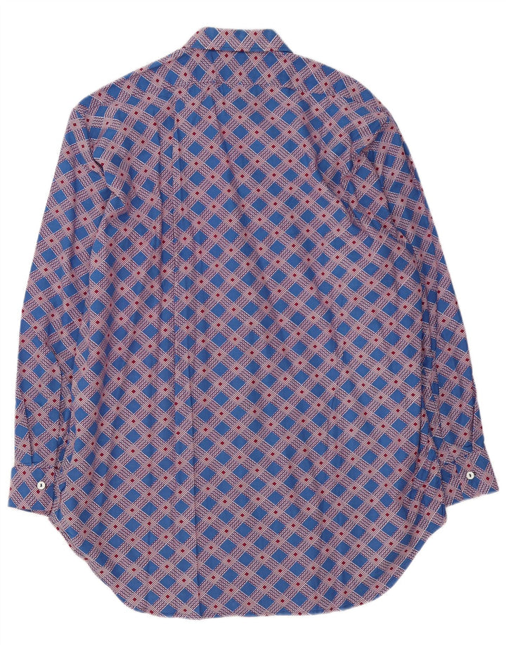 Camicia vintage da uomo a quadri blu grandi