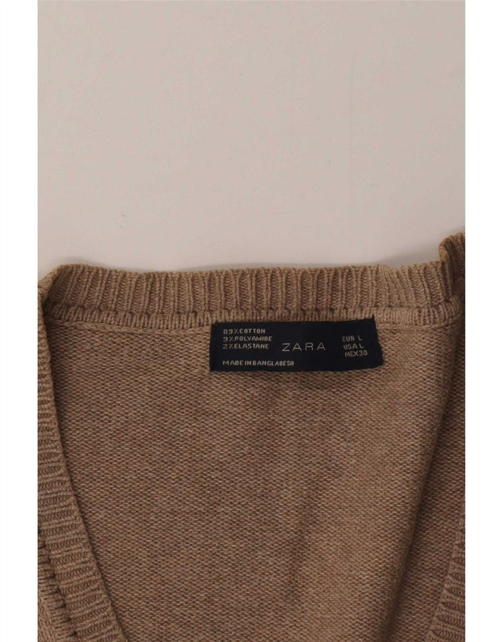 Maglione cardigan da donna Zara UK 16 grande cotone grigio
