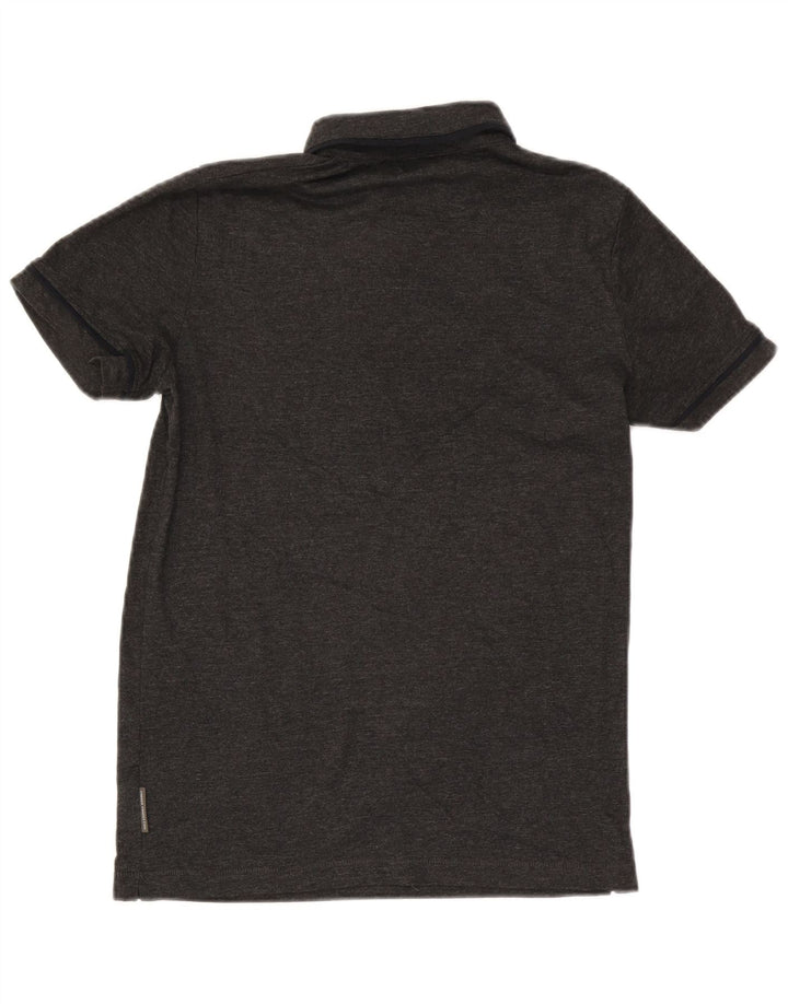 Polo da uomo French Connection piccola in cotone chiazzato grigio