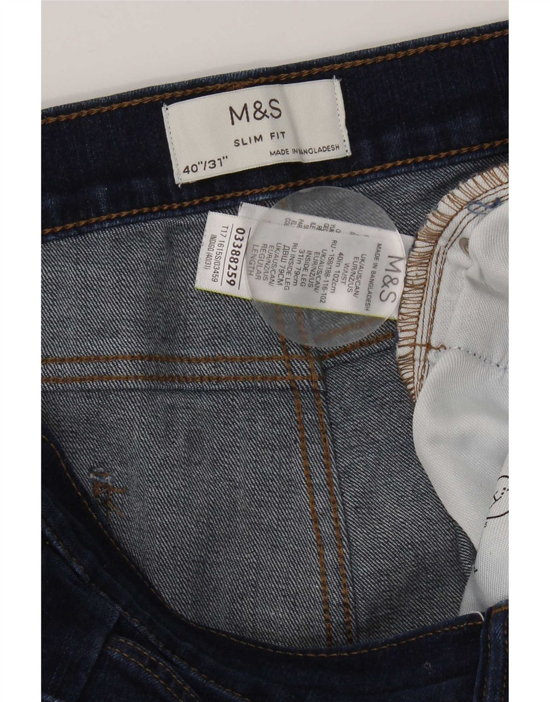Jeans slim da donna Marks & Spencer W40 L31 cotone blu navy