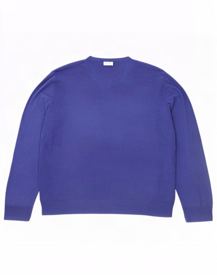 Maglione da uomo con scollo a V Marks & Spencer XL blu acrilico