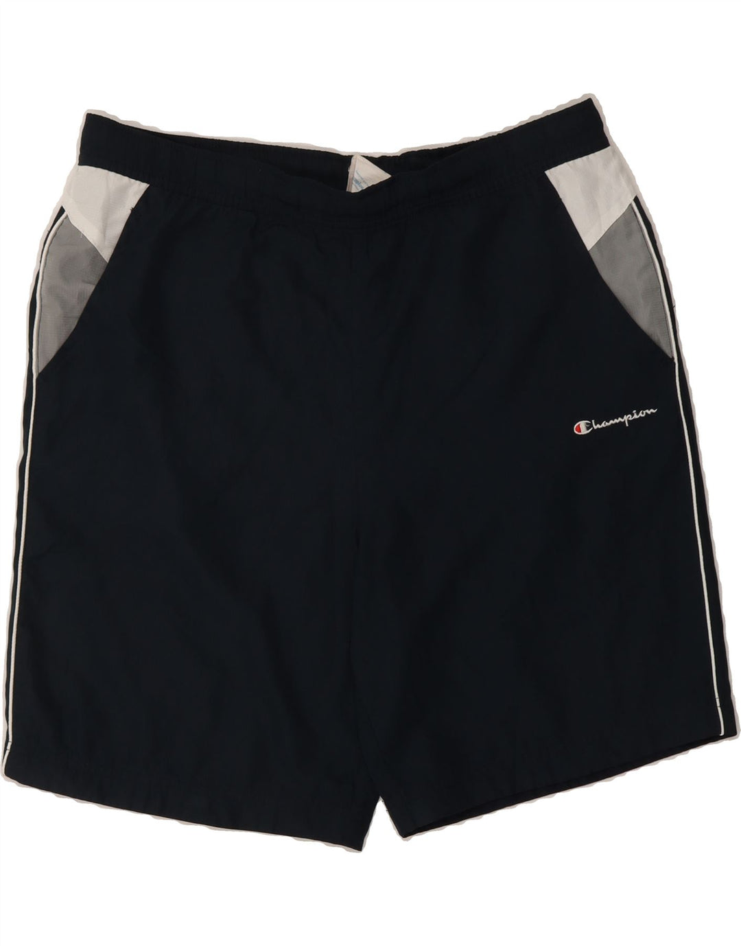 CHAMPION Mens Sport Shorts Medium  Navy Blue Colourblock Polyester Vintage Champion and Second-Hand Champion from Messina Hembry 
