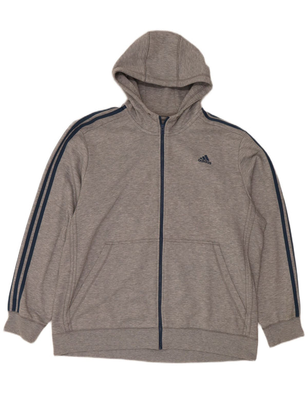 Maglione con cappuccio e zip da uomo Adidas 2XL grigio poliestere