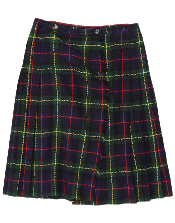 Gonna a portafoglio da donna vintage W32 grande motivo a quadri blu navy