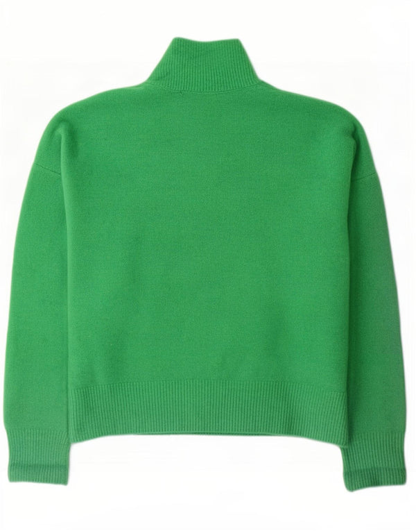 Maglione maglione oversize con collo dolcevita da donna Zara UK 16 grande acrilico verde