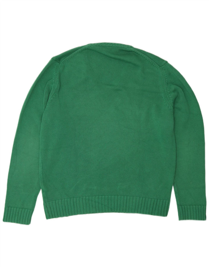 Maglione Zara da uomo con scollo a V grande in cotone verde