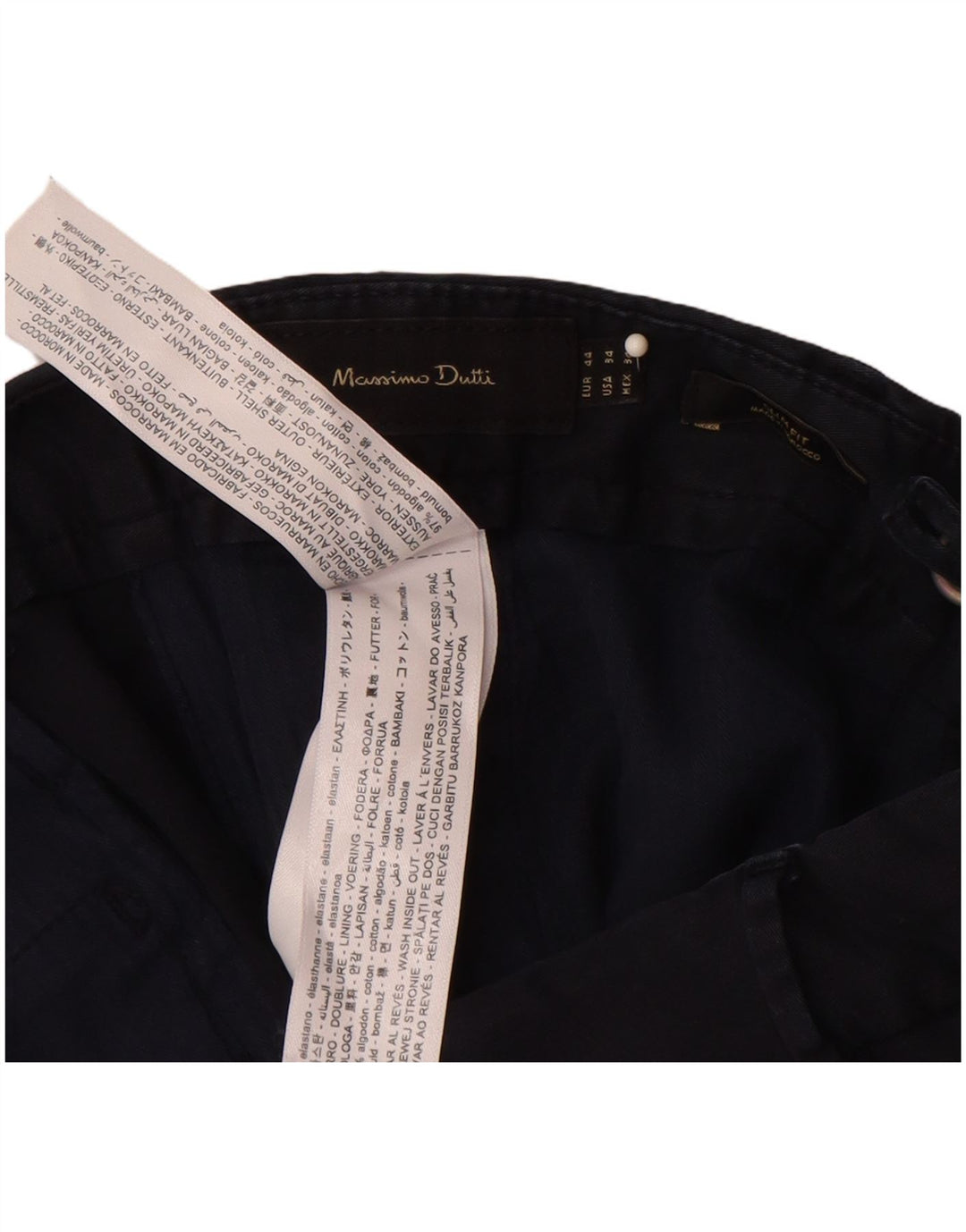 MASSIMO DUTTI Pantaloni chino slim fit da uomo EU 44 Large W34 L32 Blu navy