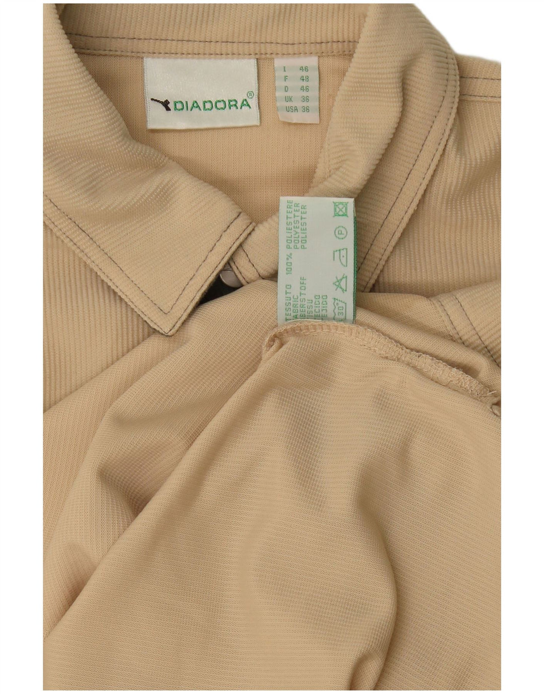 Camicia Diadora da uomo vestibilità ampia UK 36 Small Beige Poliestere