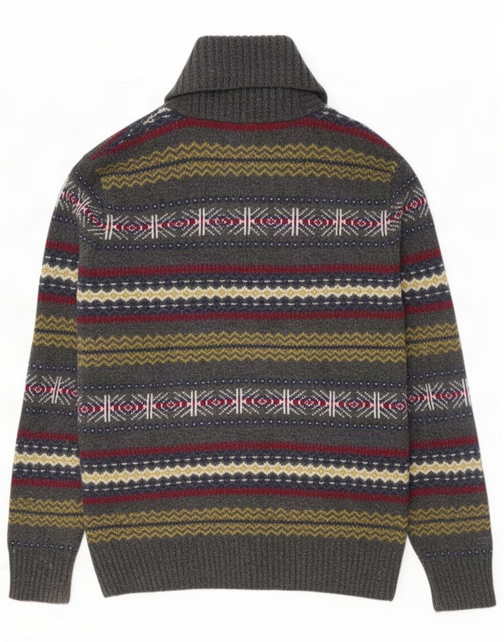 Maglione da uomo Howick con collo a scialle in lana d'agnello Fair Isle grigio medio