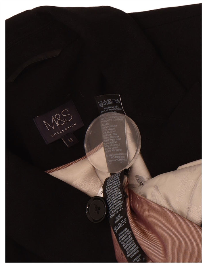 MARKS & SPENCER Womens 1 Button Blazer Jacket UK 12 Medium Black Polyester