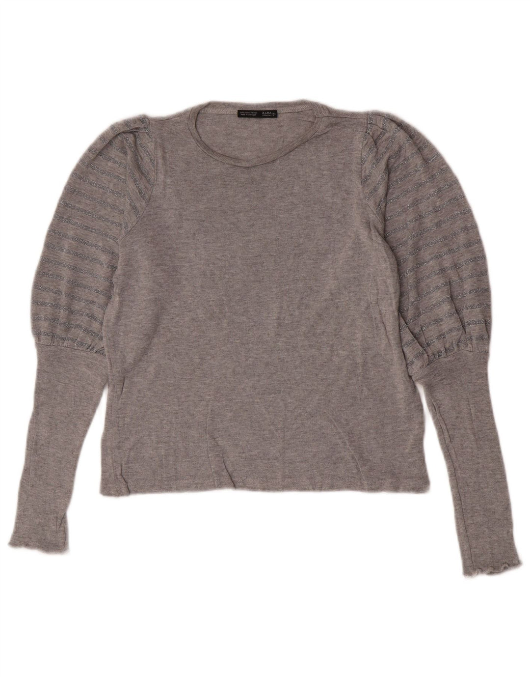 Top Zara da donna oversize a maniche lunghe UK 10 piccolo grigio