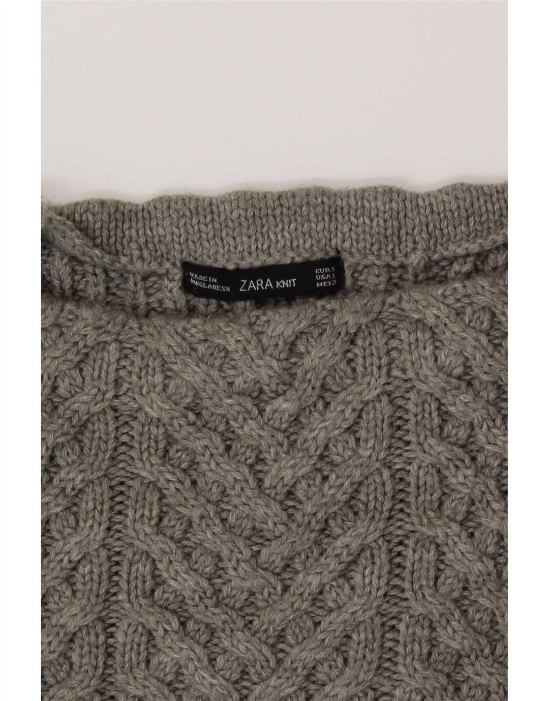 Maglione a collo alto corto corto da donna Zara UK 10 piccolo grigio