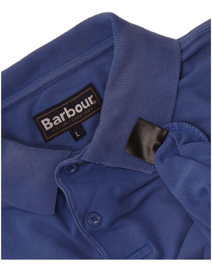 Polo da uomo Barbour grande in cotone blu
