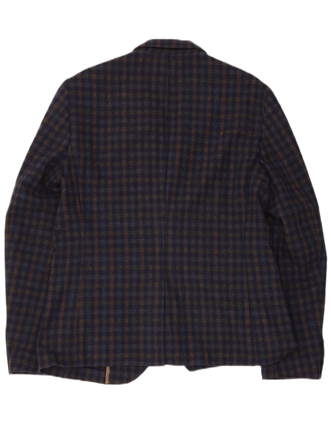 Giacca blazer vintage da uomo a 2 bottoni EU 52 XL Acrilico a quadretti blu navy