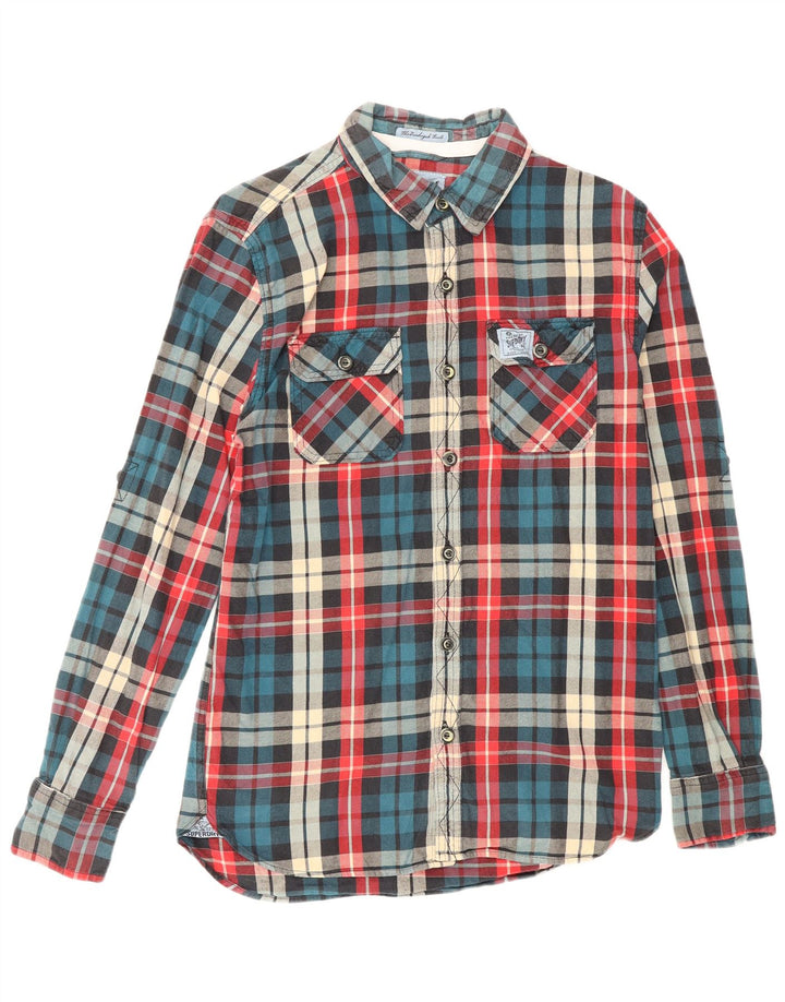 Camicia da uomo in flanella Superdry in cotone a quadri multicolore medio