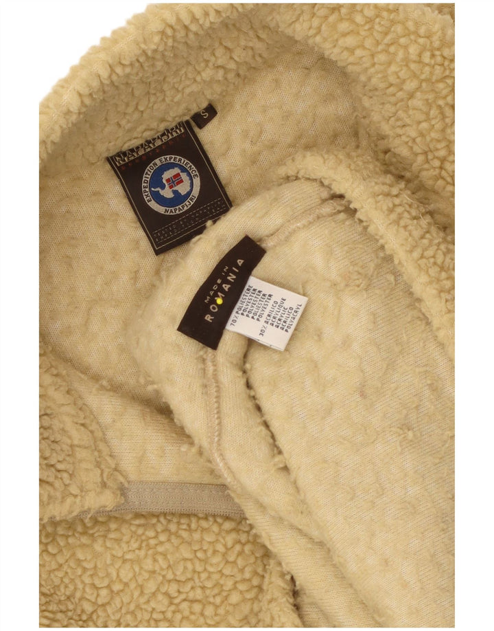 Maglione in pile da uomo Napapijri con collo a zip geografica, piccolo in poliestere beige