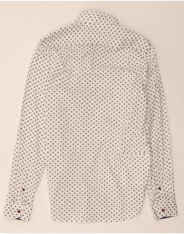 Camicia da uomo Ted Baker taglia 15 1/2 cotone geometrico bianco medio