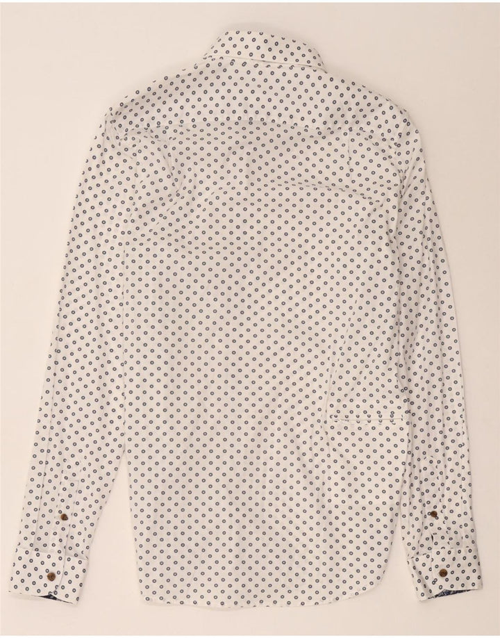 Camicia da uomo Ted Baker taglia 15 1/2 cotone geometrico bianco medio