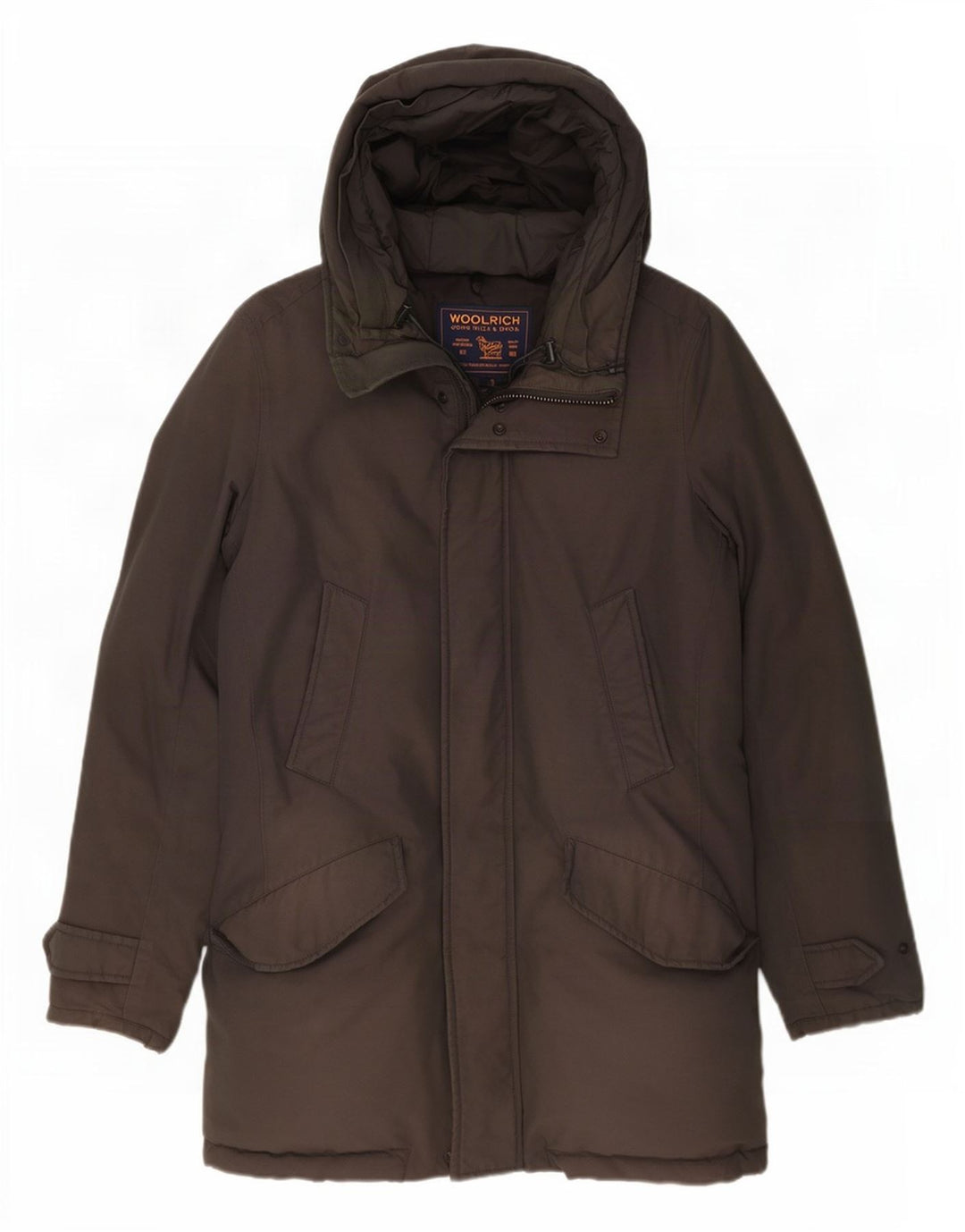 Cappotto imbottito con cappuccio da uomo Woolrich UK 36 piccolo cotone grigio