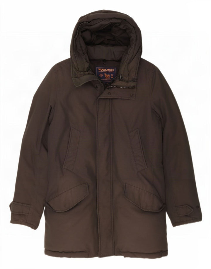 Cappotto imbottito con cappuccio da uomo Woolrich UK 36 piccolo cotone grigio