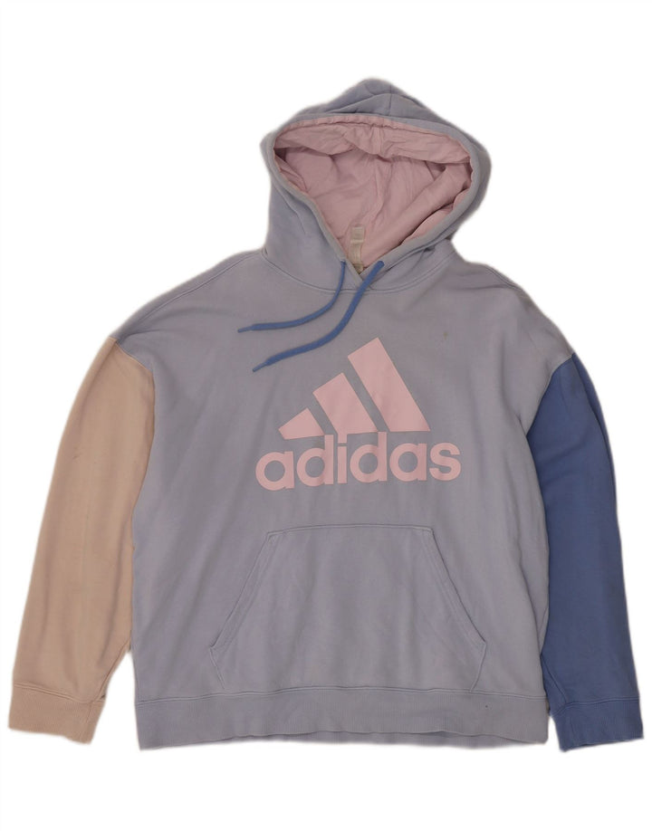 Maglione oversize con cappuccio da donna ADIDAS UK 12/14 Blu medio color block