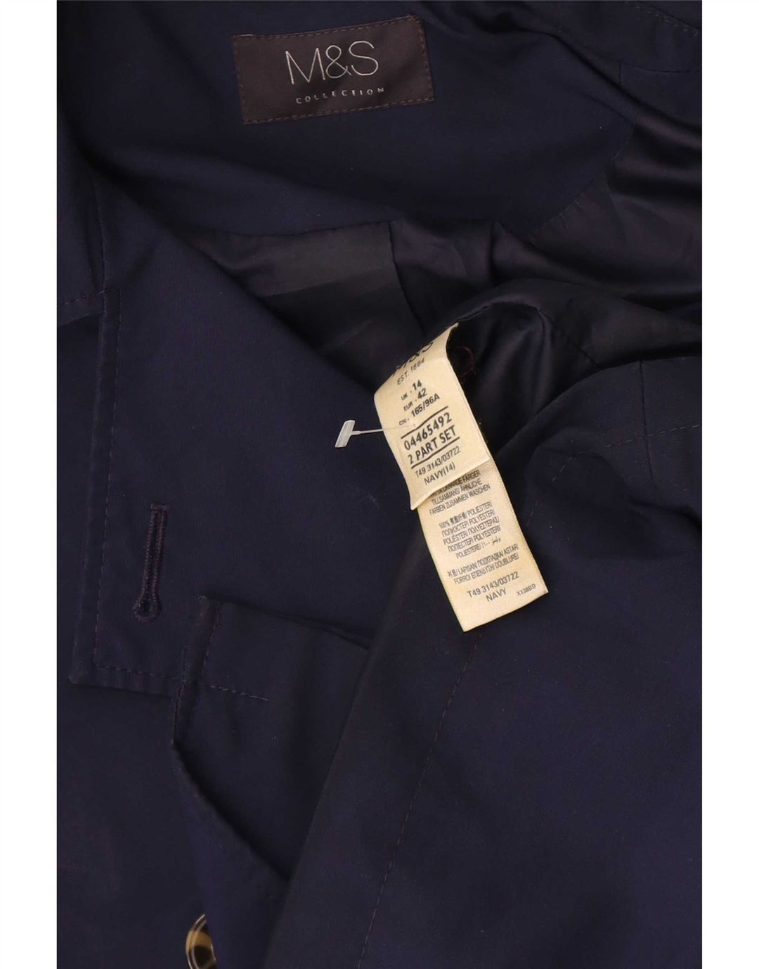Trench corto da donna Marks & Spencer UK 14 grande poliestere blu navy