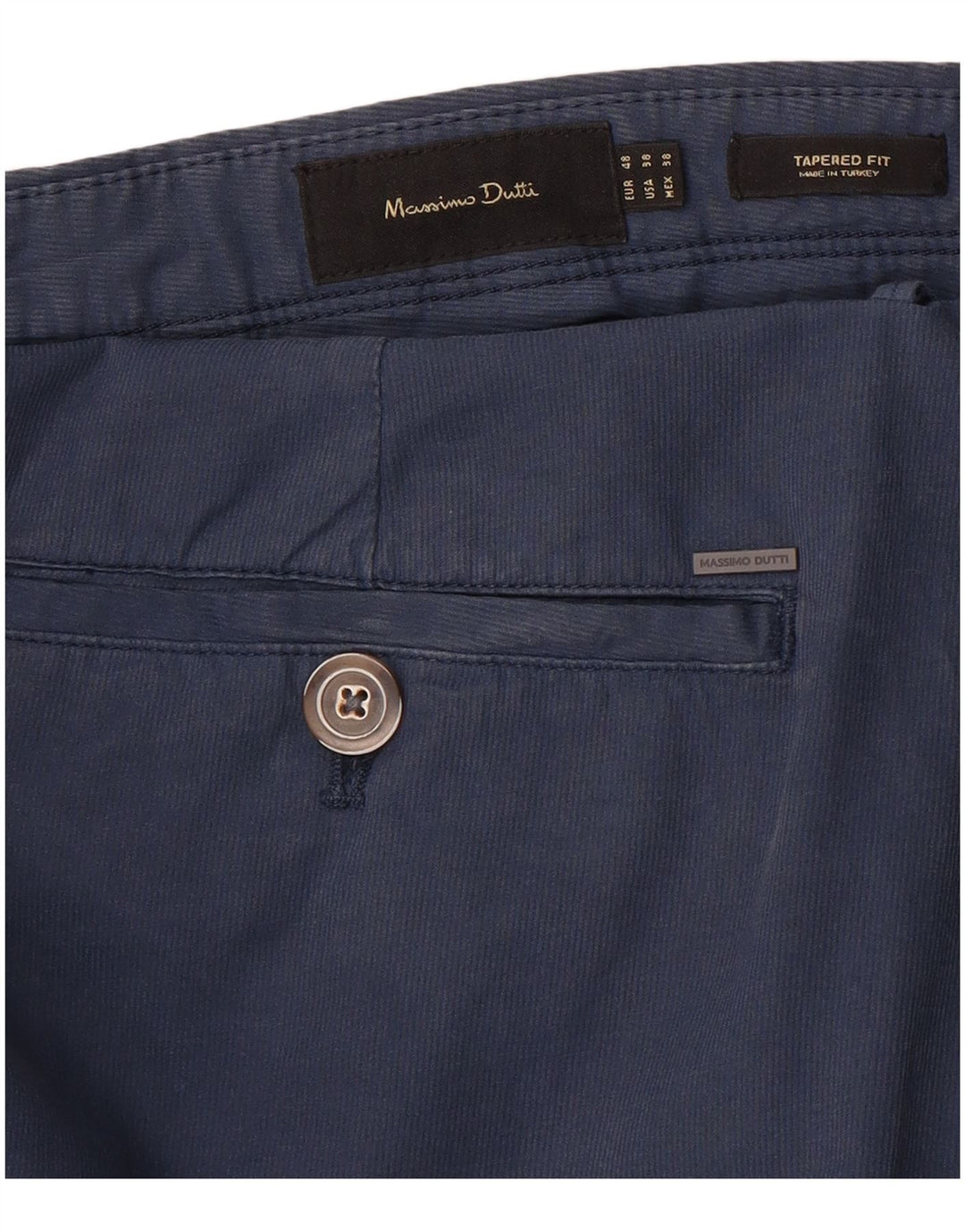 MASSIMO DUTTI Pantaloni chino affusolati da uomo EU 48 XL W38 L30 Blu navy