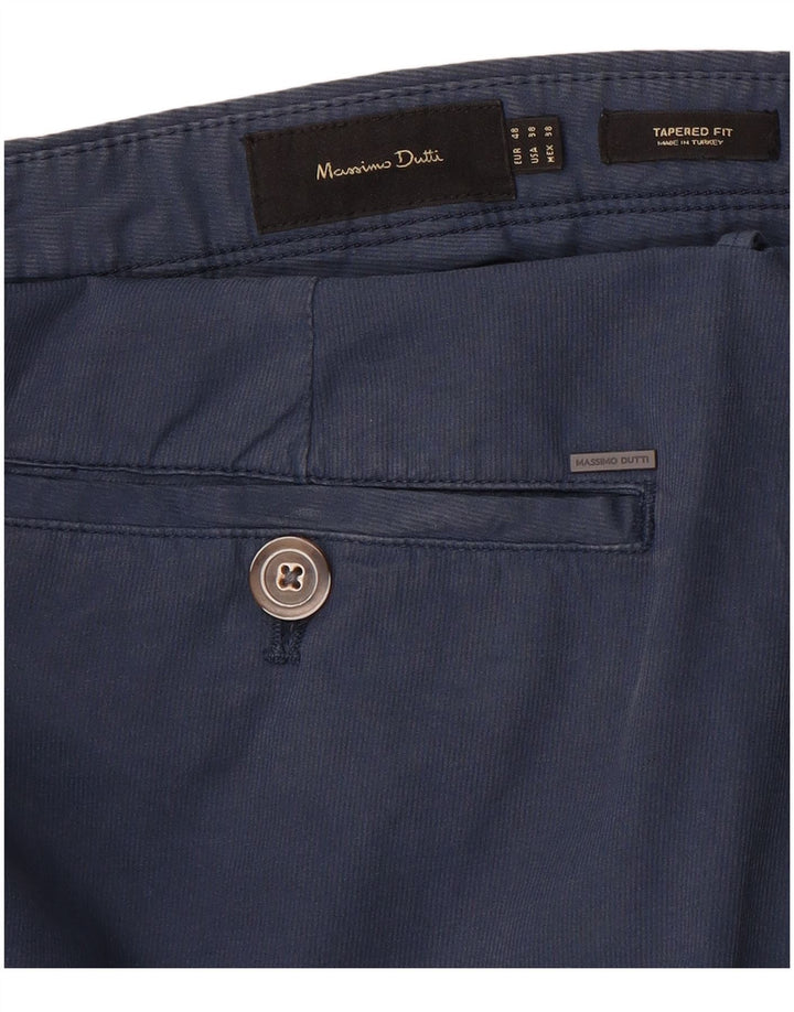 MASSIMO DUTTI Pantaloni chino affusolati da uomo EU 48 XL W38 L30 Blu navy