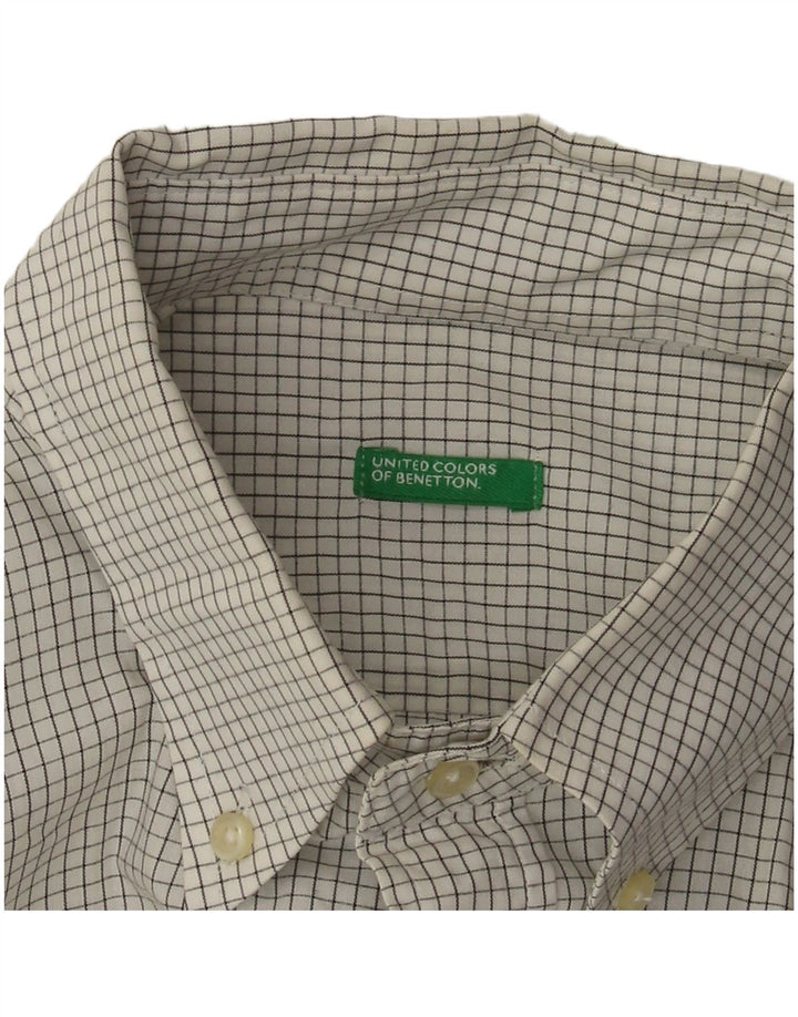 Camicia Benetton Uomo A Quadri Bianchi Medi