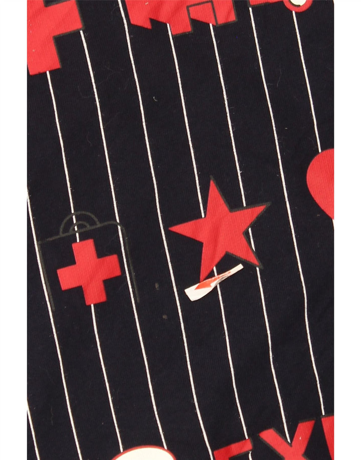 Felpa grafica da donna Benetton UK 14 Medium Navy Blue Striped