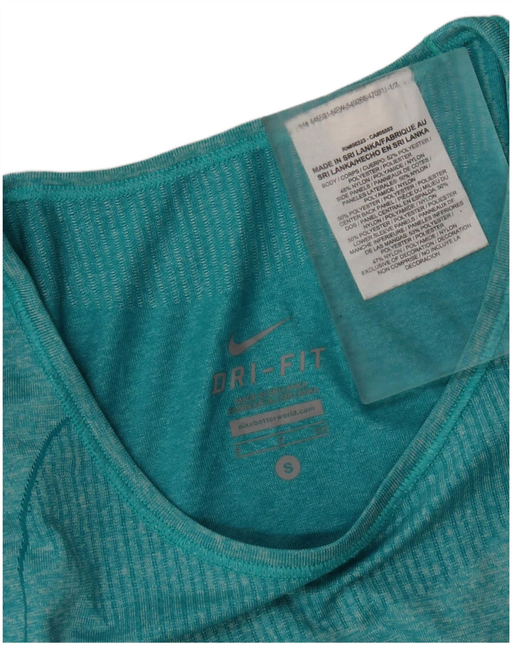 Top Nike Dri Fit da donna a manica lunga UK 10 Small Poliestere chiazzato verde