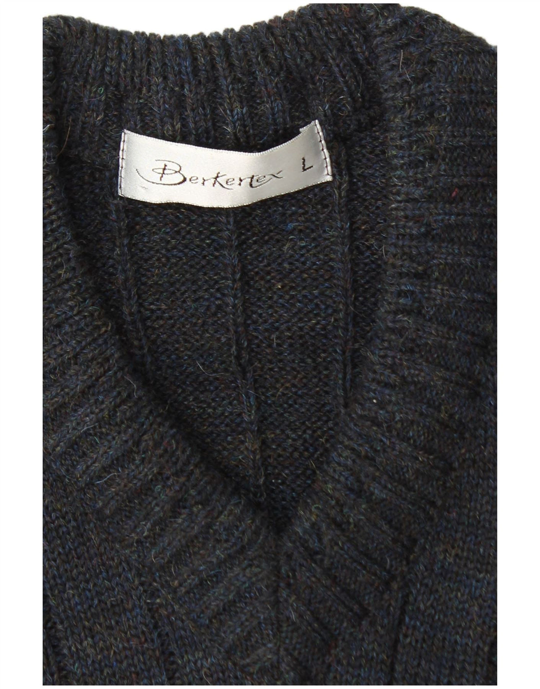 BERKERTEX Maglione da uomo con scollo a V grande blu navy a rombi/diamante