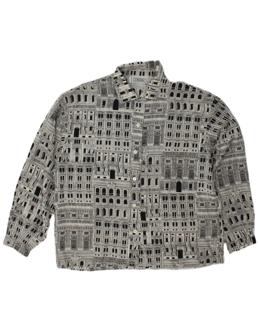 I BLUES Camicetta con grafica da donna IT 46 Large Nera in seta