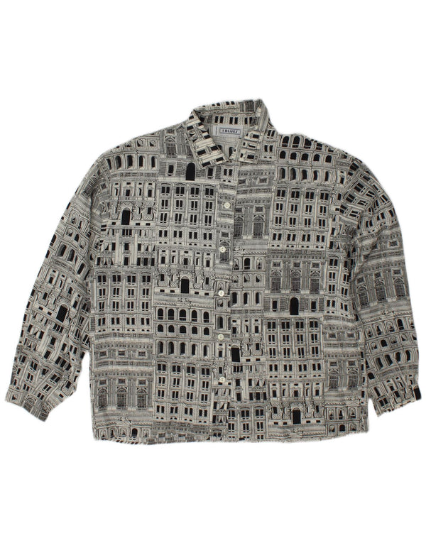 I BLUES Camicetta con grafica da donna IT 46 Large Nera in seta