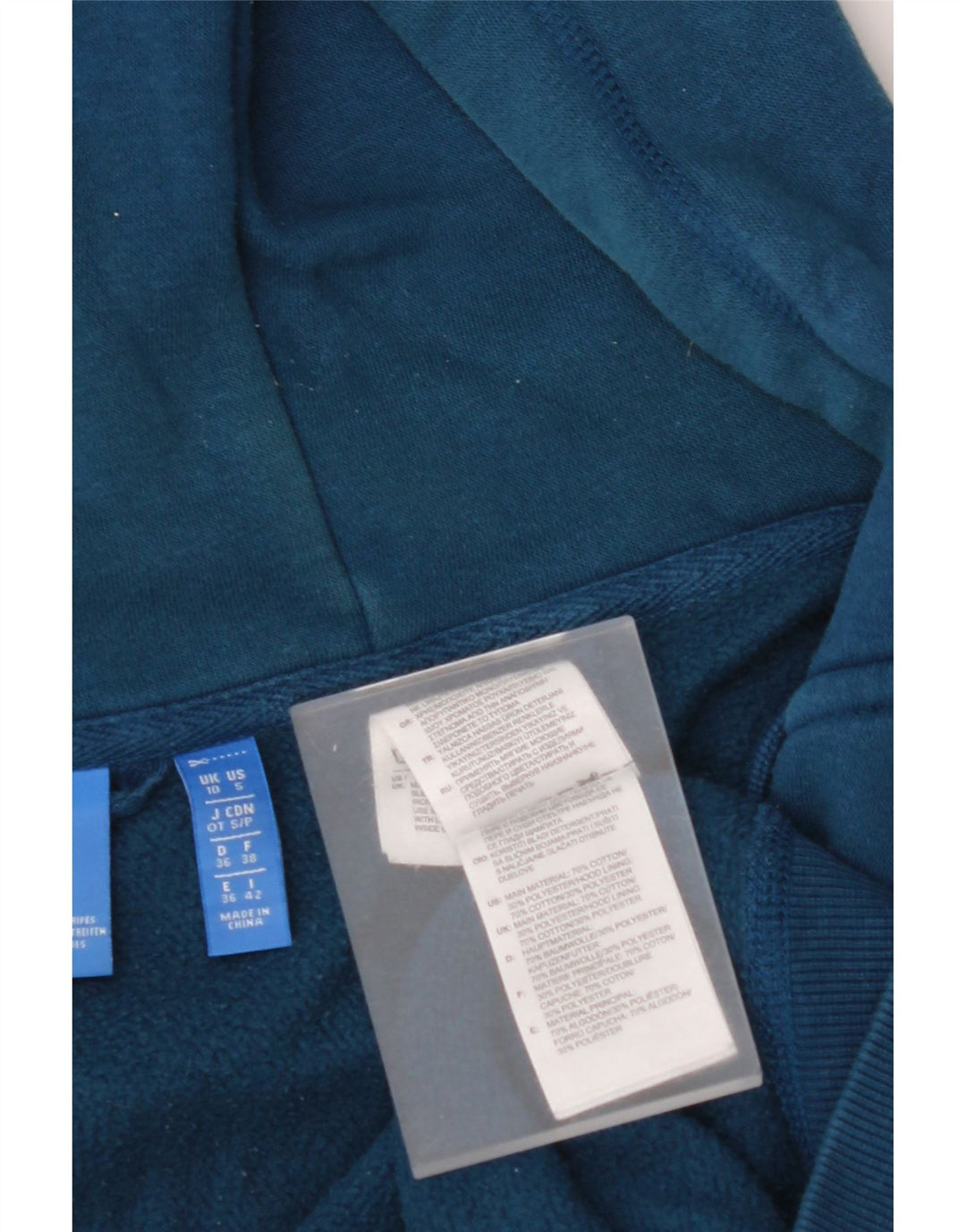 Maglione con cappuccio e zip grafica da donna ADIDAS UK 10 piccolo cotone blu