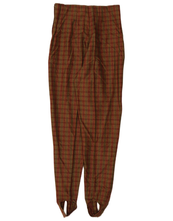 Pantaloni da abito vintage affusolati da donna IT 44 medi W26 L30 a quadri marroni