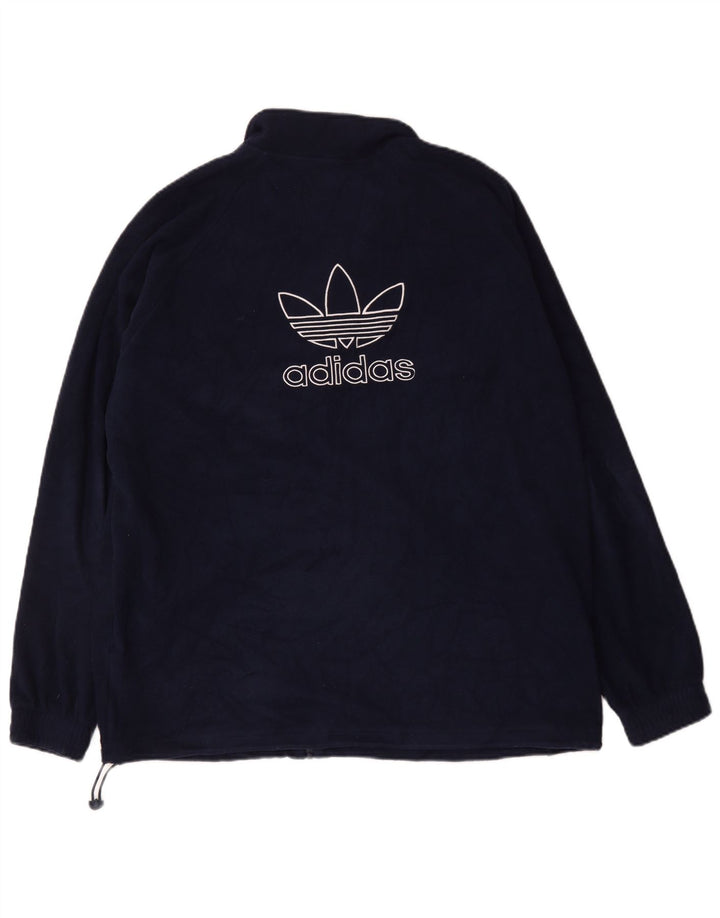 Giacca in pile grafica da uomo ADIDAS UK 42 XL poliestere blu navy