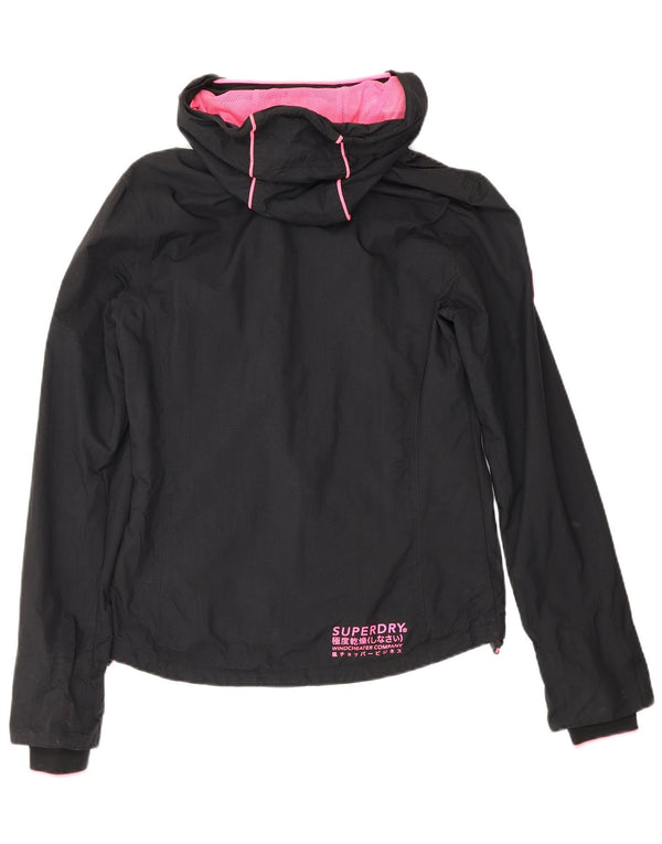 Giacca antipioggia da donna con cappuccio Superdry UK 8 Small nylon nero